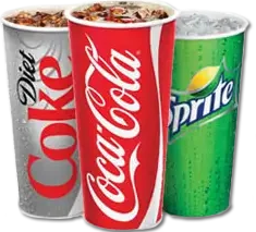Soda — Coke, diet coke, sprite, fanta, mr pibb, lemonade, ginger ale, and fruit punch. Free refill available.