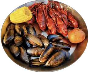 Combo 2 — 1 lb Crawfish, 0.5 lb Black Mussels, 1 Corn, 1 Potato